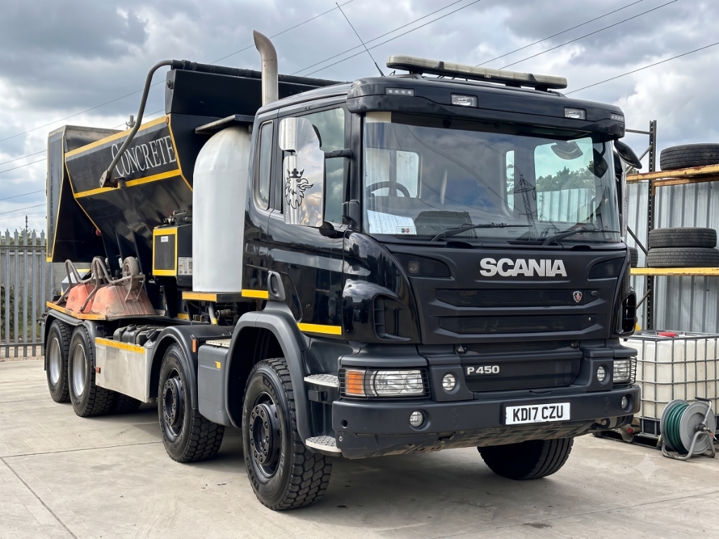 Black Scania Volumetric Readymix Concrete Mixer Truck Harrow